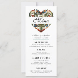 Menu de Janto Editável Coração Norueguês Rosemalin