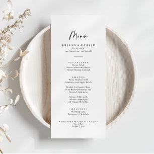 Menu de Janto Elegante Moderno da Caligrafia Minim