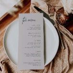 Menu de Janto Formal de Parte de Recepção de casam<br><div class="desc">Nosso cartão de menu personalizado contém uma simples letra de script - perfeita para informar seus convidados sobre suas escolhas de refeições no seu casamento ou evento. Este item faz parte da suíte de casamento Hunter H100,  por favor,  compre nossa loja para produtos correspondentes.</div>