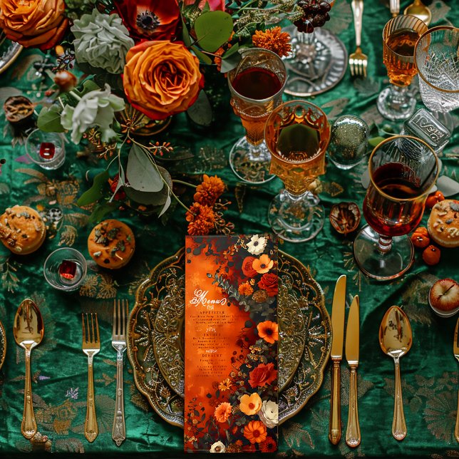 Menu de Janto Mínimo do Outono Laranja Queimado En (Enchanting Druid Hill Intimate Dinner Wedding Menu )