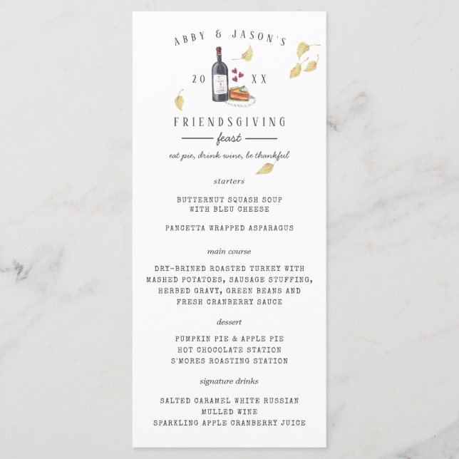 Menu de Janto Personalizado do Banquete de Ação de (Frente)