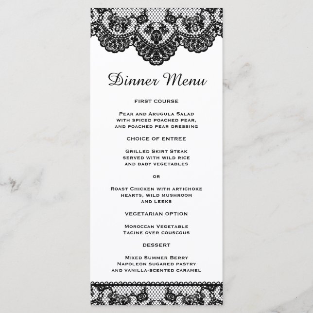 Menu de Janto Slim Lace Branco e Preto (Frente)