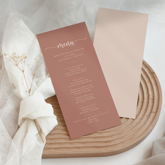 Menu de Janto Terracotta de Caligrafia Minimalista (Criador carregado)