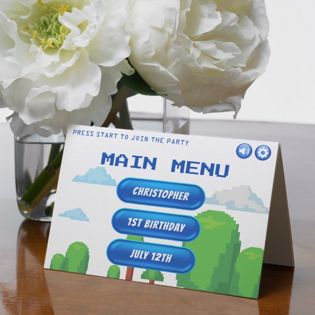 Menu de Jogo de Vídeo Retrô Festa de 1º Aniversári (Criador carregado)