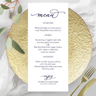 Menu de Letra Naval Azul com Caligrafia Elegante