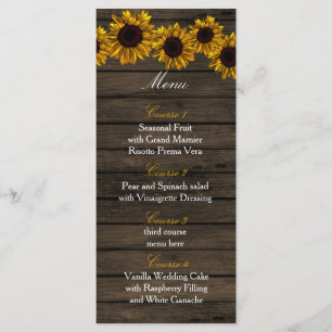 Menu de madeira do casamento do celeiro rústico
