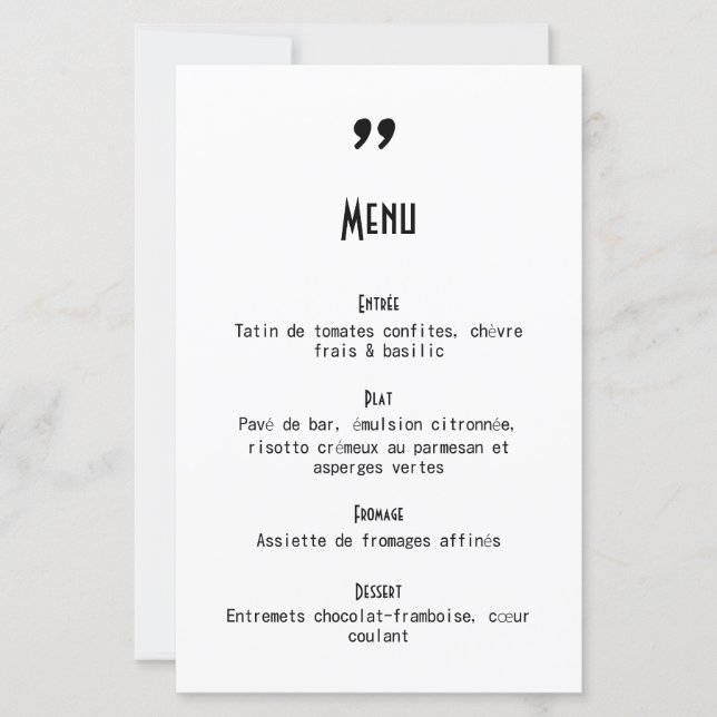 Menu de mariage Apostrophe (Frente)
