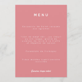 Menu de mariage Colorus - Rose