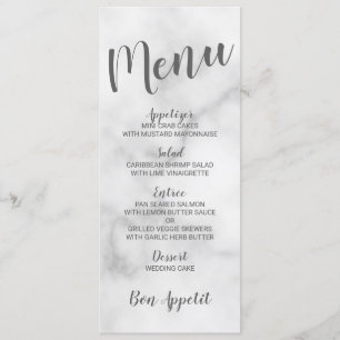 Menu de mármore branco elegante elegante do