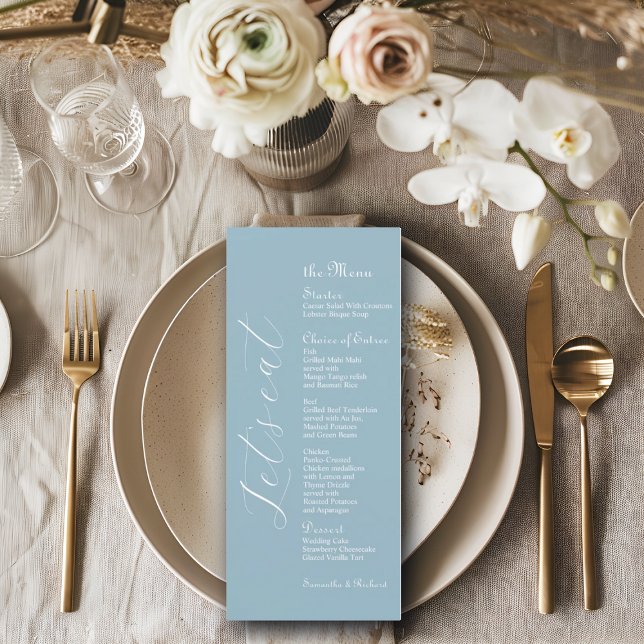 Menu de Mesa Bridal do Script Elegante 4x9" (Criador carregado)