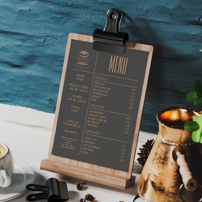 Menu de Mesa de Café Pequeno da Bakery (Criador carregado)