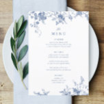 Menu de Mesa de Casamento Floral Azul Vitoriano 5x<br><div class="desc">Dusty Blue,  Vintage Blue,  Elegante 5x7" Cartões de Mesa de Casamento Menu Plano Caligrafia Elegante Coma e Beba Menus de Casamento | Caligrafia Simples Menus De Casamento Russo,  Menus De Casamento Russo,  Menu De Casamento Floral,  Menu De Mesa De Casamento</div>