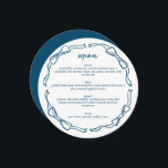 Menu de Moldura de Arco Azul e Branco Doodle<br><div class="desc">Um detalhe divertido para um chá de noiva ou de bebê, recepção de casamento ou noite das meninas, este cardápio de jantar redondo apresenta uma coroa circular de arcos e fitas desenhados à mão em azul-navy e branco clássicos. Personalize o menu com suas próprias seleções de alimentos e edite as...</div>