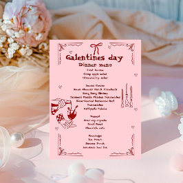 Menu de Namorados Noturno da Galentine Day Girl
