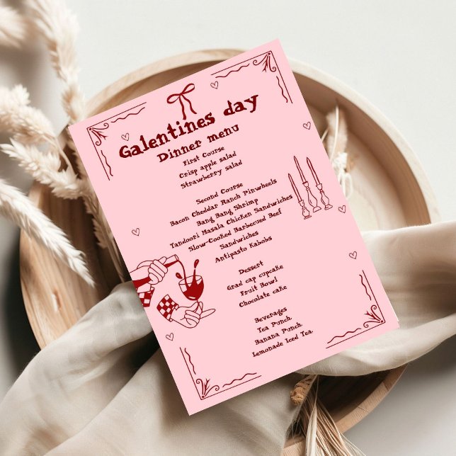 Menu de Namorados Noturno da Galentine Day Girl (Criador carregado)