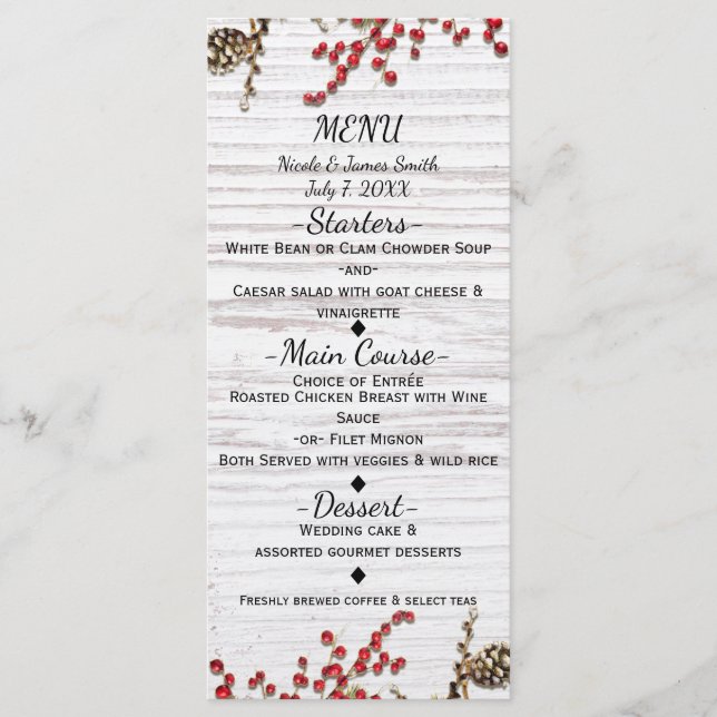Menu de Natal de Inverno com Frutas Vermelhas & Pi (Frente)
