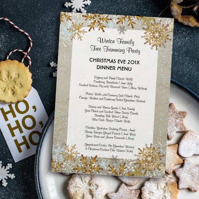 Menu de Natal Praiano com Flocos de Neve (Criador carregado)
