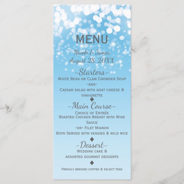 Menu de Natal Romântico Luzes Espelhantes (Frente)
