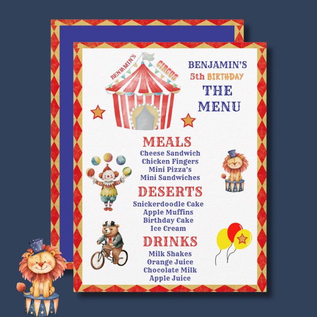 Menu de Orçamento de Aniversário do Grande Circo 5 (Criador carregado)