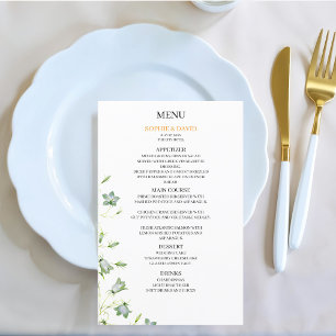 Menu de Orçamento de Casamento Verde Floral Elegan