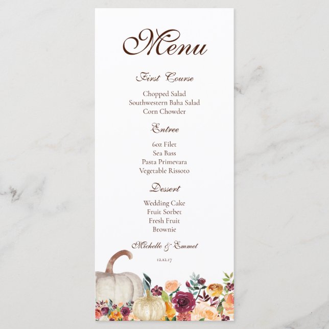 Menu de outono, Menu de Ação de Graças, Menu de Aç (Frente)