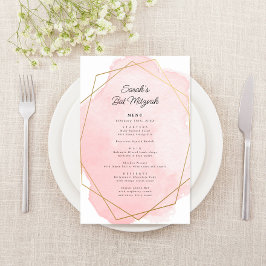 Menu de Papel do Partido Bat Mitzvah, Rosa Elegant