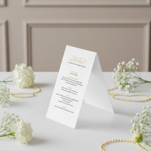 Menu de pássaros dourados da recepção do casamento
