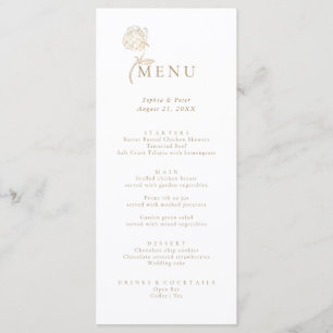 Menu de peônia dourada minimalista elegante