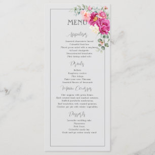 Menu de Peônia & Rosas com Folhagens de Eucalipto
