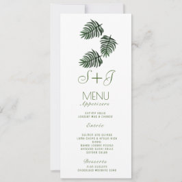 Menu de pintura tropical em aquarela com folhas de