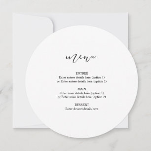 Menu de Prato de Casamento em Círculo Caligrafia E