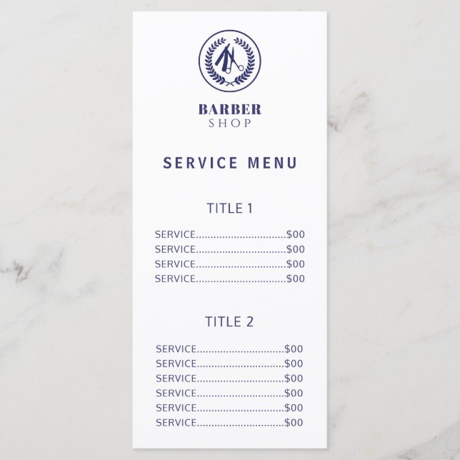 menu de preço de serviço simples salão de homens a (Frente)