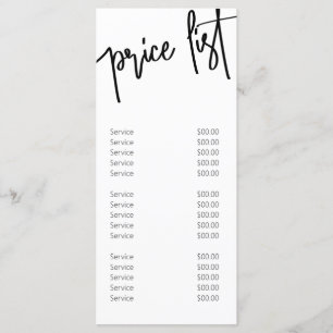 Menu de Preços de Serviço em Preto e Branco Modern