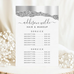 Menu de Preços do Serviço Glam de Diamantes com Br
