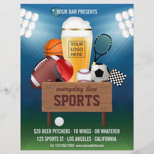 Menu de promoção de eventos no bar de esportes adi (Frente)