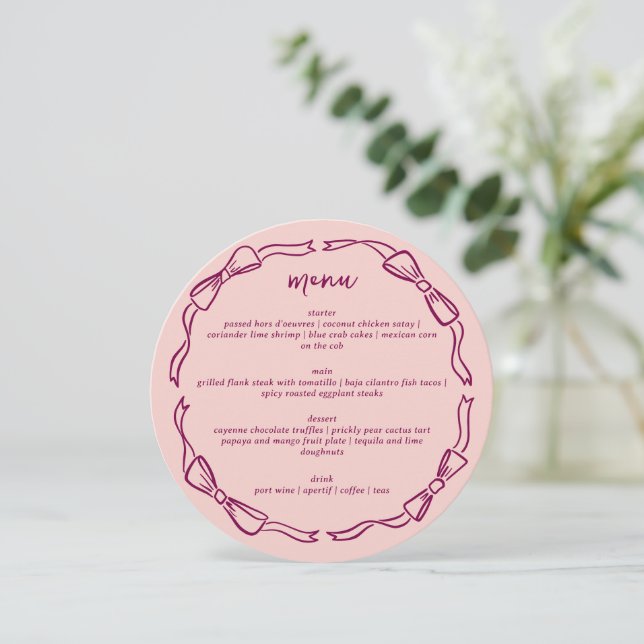 Menu de Quadro de Rabo de Cavalo Rosa e Roxo (Em pé/Frente)