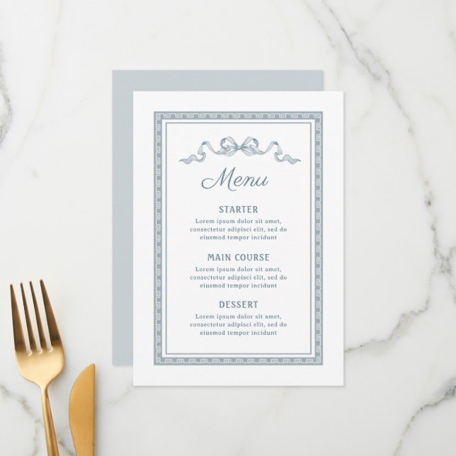 Menu de Quadro Grego Azul Dusty (Frente/Verso In Situ)