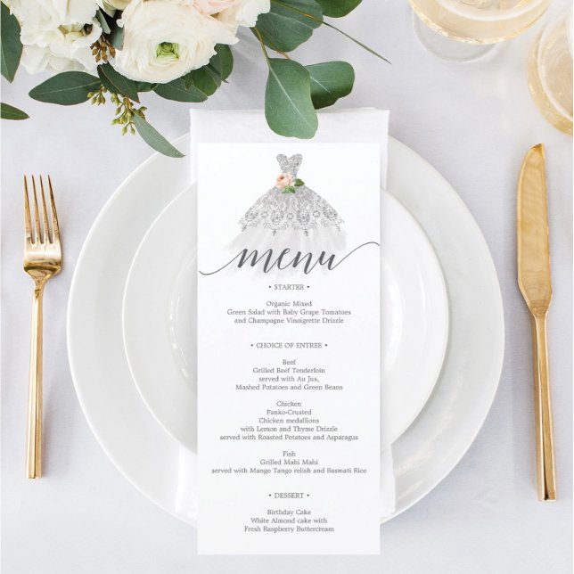 Menu de Quinceanera de Vestido Floral Elegante (Criador carregado)