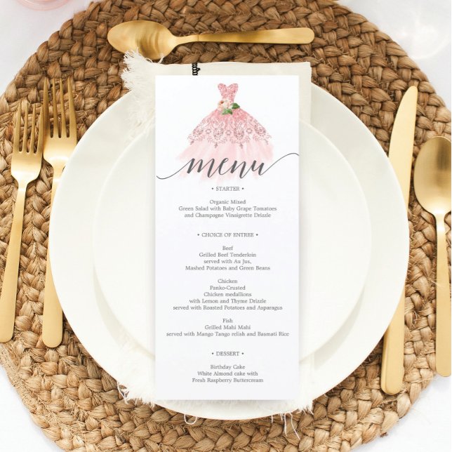 Menu de Quinceanera de Vestido Floral Elegante (Criador carregado)