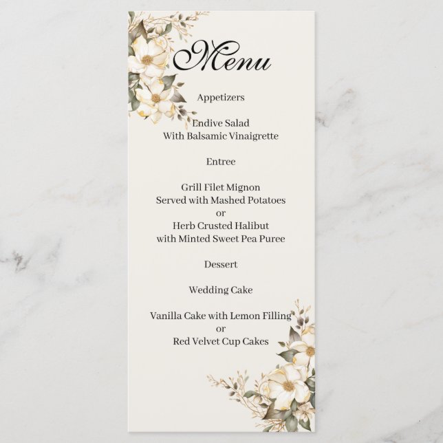 Menu de Quinceanera Magnólia (Frente)