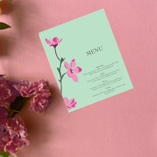 Menu de Quinceanera Verde da Cherry Blossom Rosa