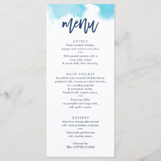 MENU DE RECEÇÃO DE CASAMENTO aguarela azul aqua fo