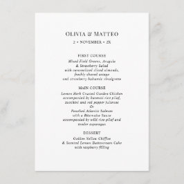 Menu de Recepção Clássica Branca Preta Moderna