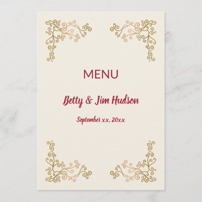 Menu de Recepção de Aniversário de 50 anos Dourado (Frente)