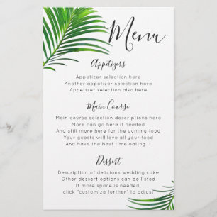 Menu de Recepção de Árvore de Palma Verde Tropical