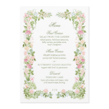 Menu de Recepção de Casamento com Florais em Aquar