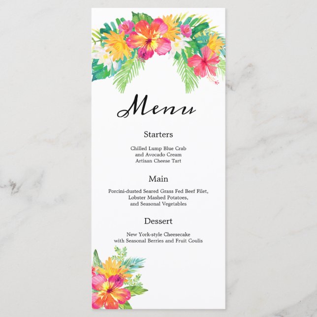 Menu de Recepção de casamento de Folhagem de Paraí (Frente)