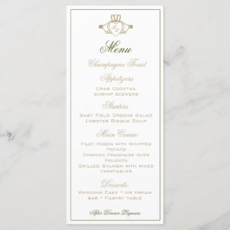 Menu de Recepção de casamento do Claddagh
