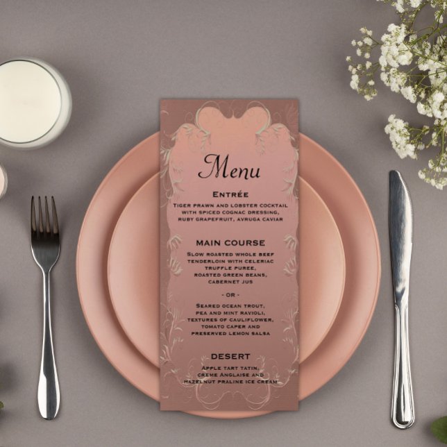 Menu de Recepção de casamento Dourada Elegante (Criador carregado)