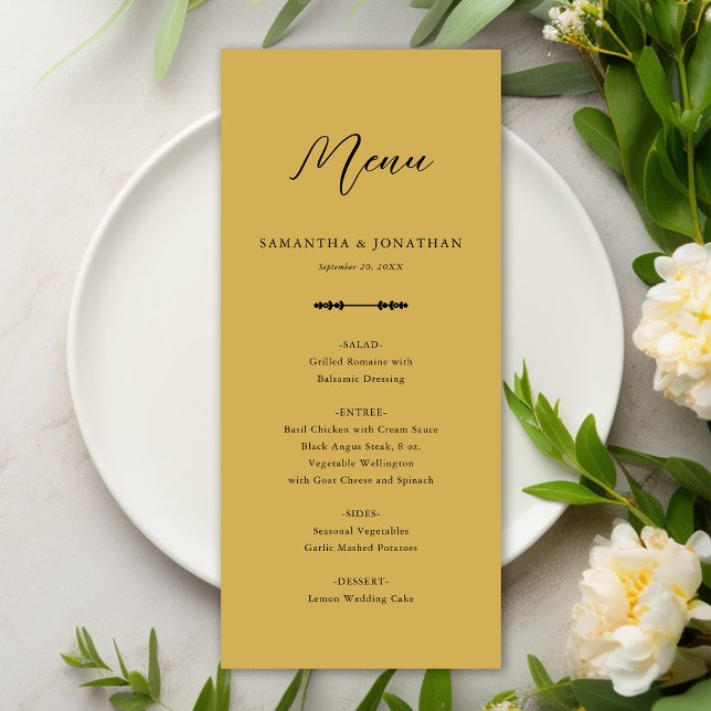 Menu de Recepção de casamento Dourada Elegante Sim (Criador carregado)